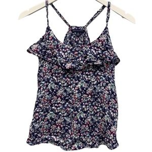 American Eagle Spaghetti Strap Ditsy Floral Ruffle Tank Top 100% Modal Small